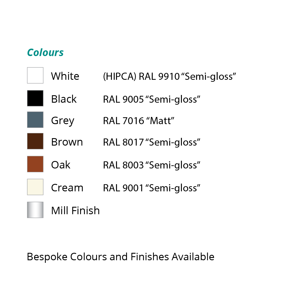 airvent SM 1000+ surface mounted trickle vent colour chart